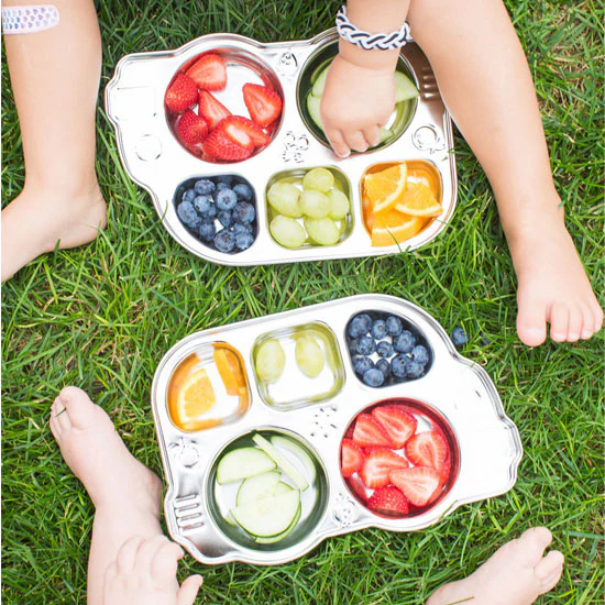 Innobaby Din Din Smart Stainless Bus Platter with Lid - Orange - Image 2