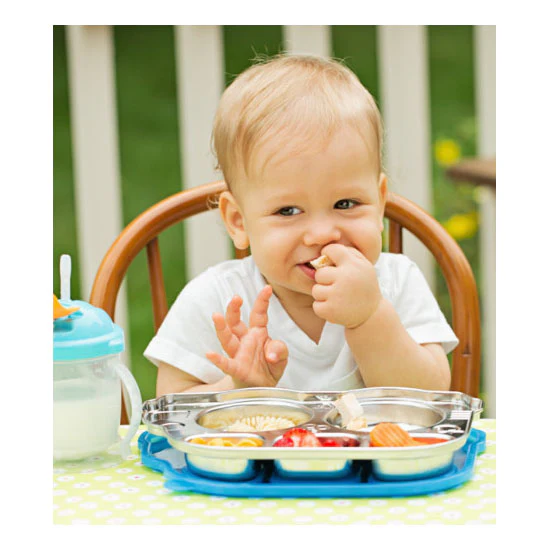 Innobaby Din Din Smart Stainless Bus Platter with Lid - Orange - Image 3