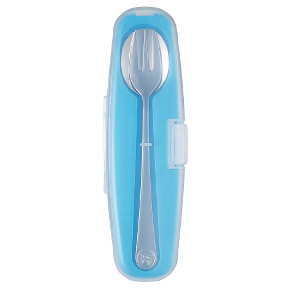 Innobaby Din Din Smart Stainless Spoon and Fork Set - Blue - Image 2