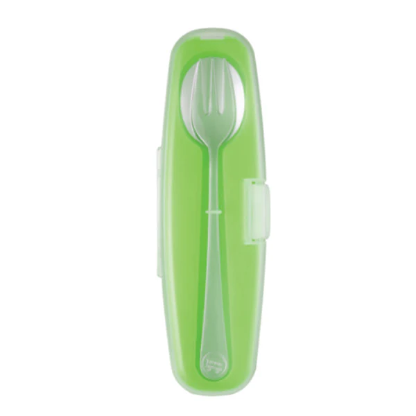 Innobaby Din Din Smart Stainless Spoon and Fork Set - Green - Image 2
