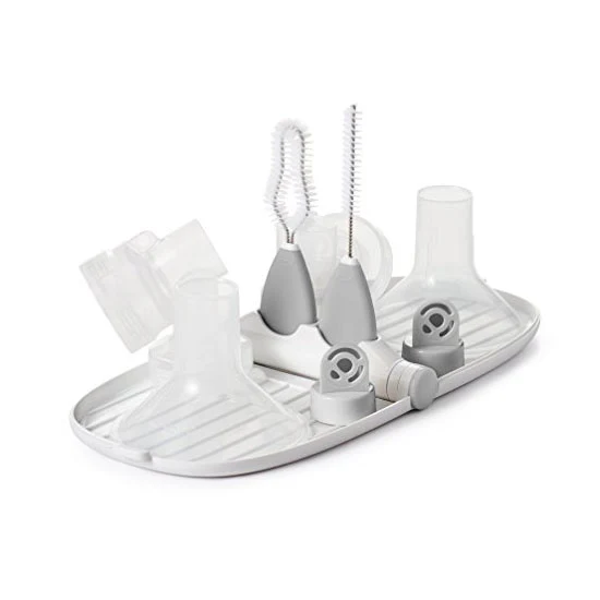 OXO Breast Pump Parts Compact Drying Rack with Detail Brushes - Grey - Image 3