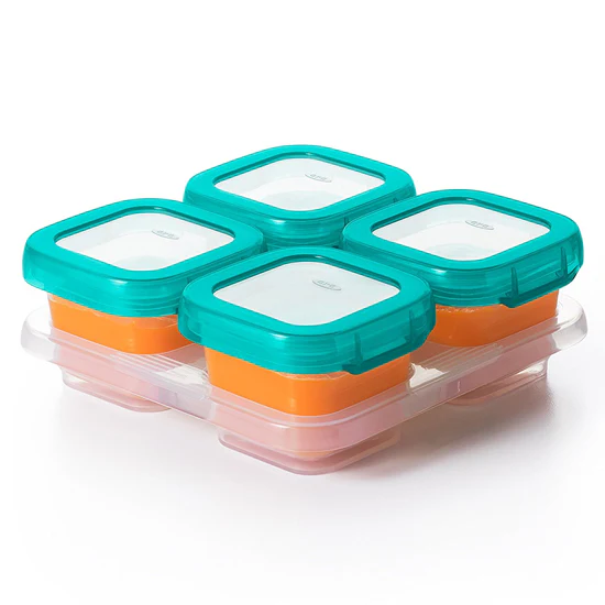 OXO Plastic Baby Blocks Freezer Storage Containers (4 OZ) - Teal - Image 2