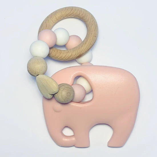 Sugar + Maple Silicone with Beechwood Teether - Elephant - Image 3