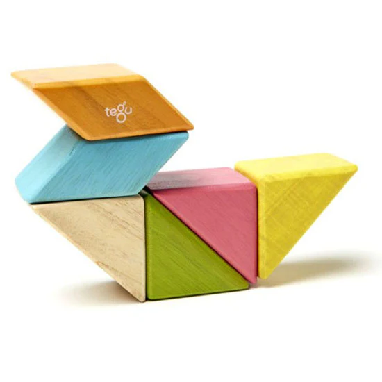 Tegu 6 Piece Pocket Pouch Prism Magnetic Wooden Block Set - Tints - Image 4