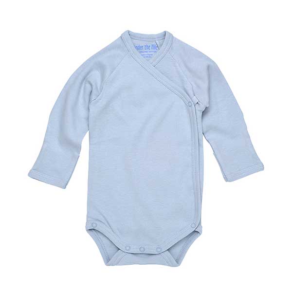 Under The Nile Long Sleeve Side Snap Babybody - Ice Blue - Image 2