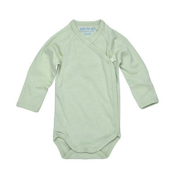 Under The Nile Long Sleeve Side Snap Babybody - Sage - Image 2